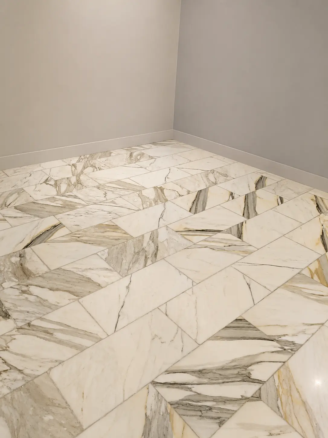 Patterned stone tile surface documented after cleaning and refinement