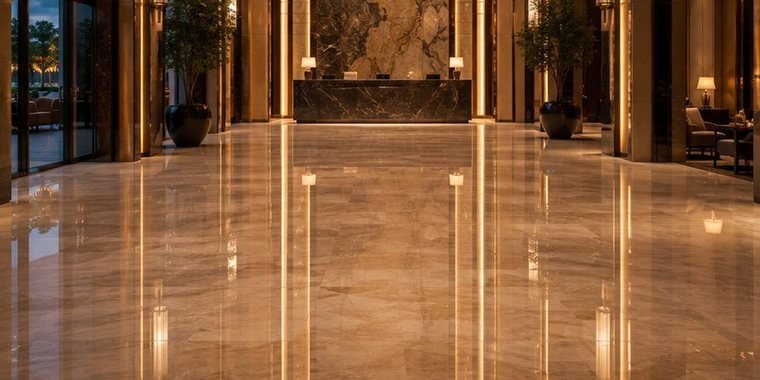 Hotel pool deck with wet stone surround